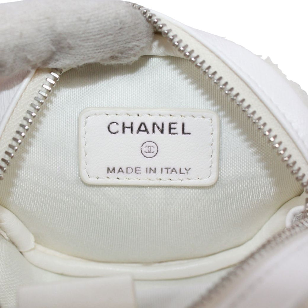 Chanel Coco Neige Ge Chain Pouch Fleece Leather White Shoulder Bag Silver — view 9