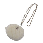 Chanel Coco Neige Ge Chain Pouch Fleece Leather White Shoulder Bag Silver — view 2