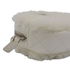Chanel Coco Neige Ge Chain Pouch Fleece Leather White Shoulder Bag Silver — view 7