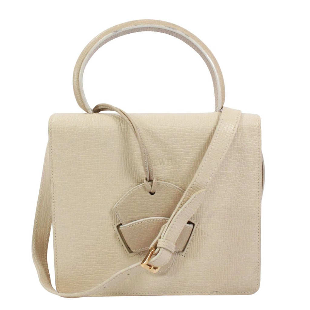Loewe Barcelona 2-Way Leather Ivory Handbag Gold