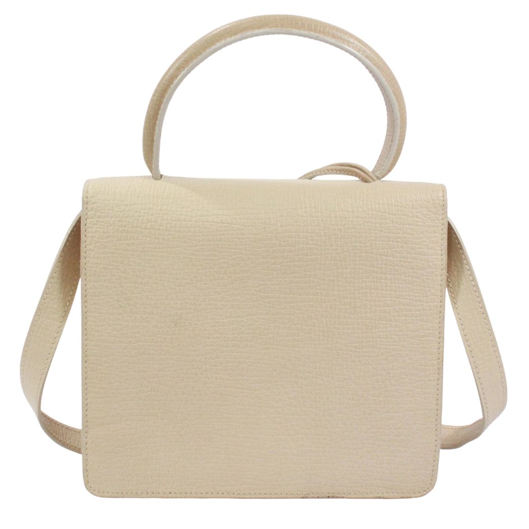 Loewe Barcelona 2-Way Leather Ivory Handbag Gold — view 3