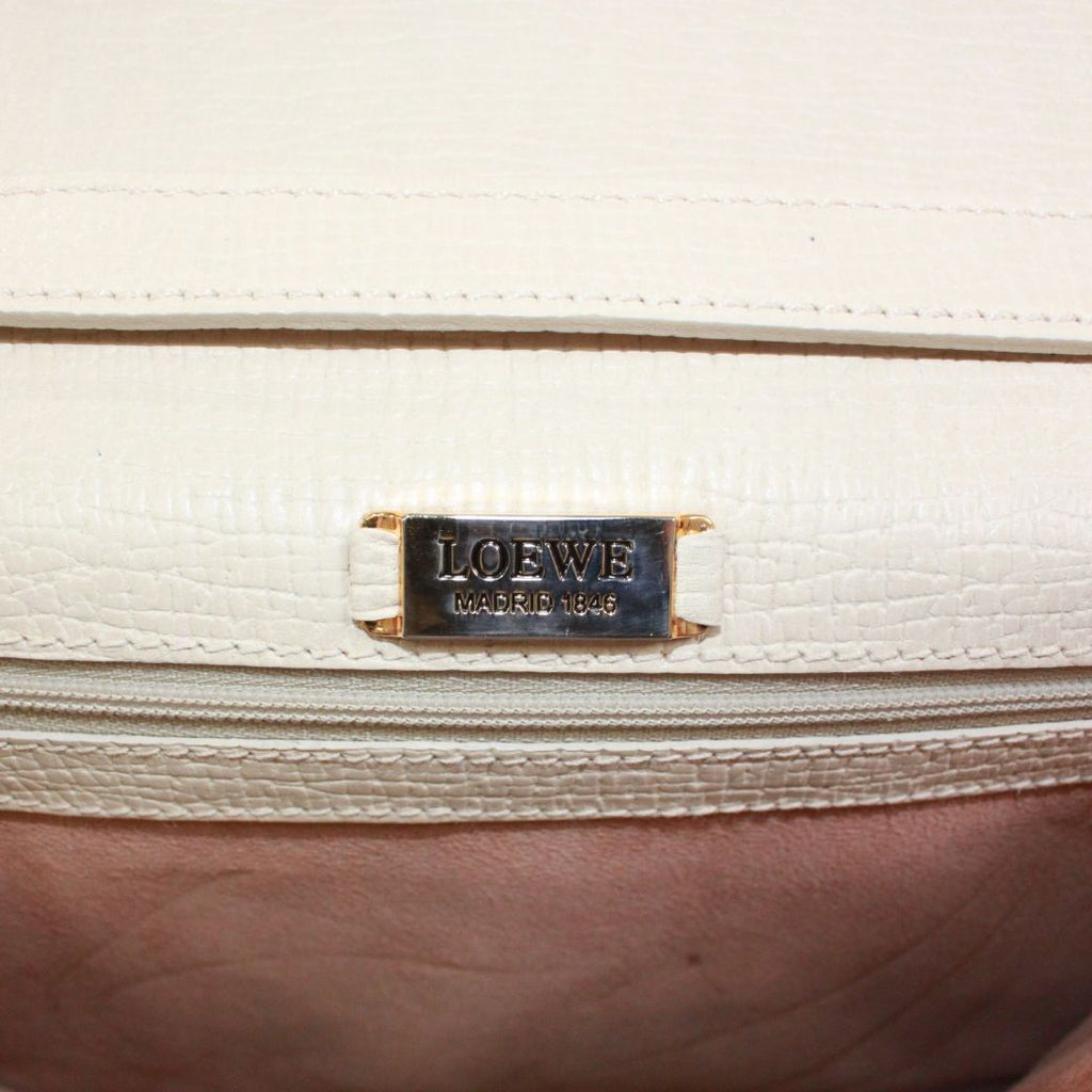 Loewe Barcelona 2-Way Leather Ivory Handbag Gold — view 7