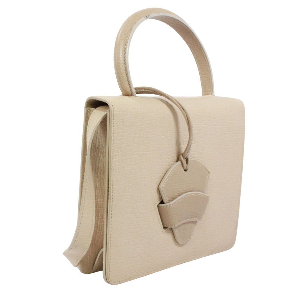Loewe Barcelona 2-Way Leather Ivory Handbag Gold — view 2