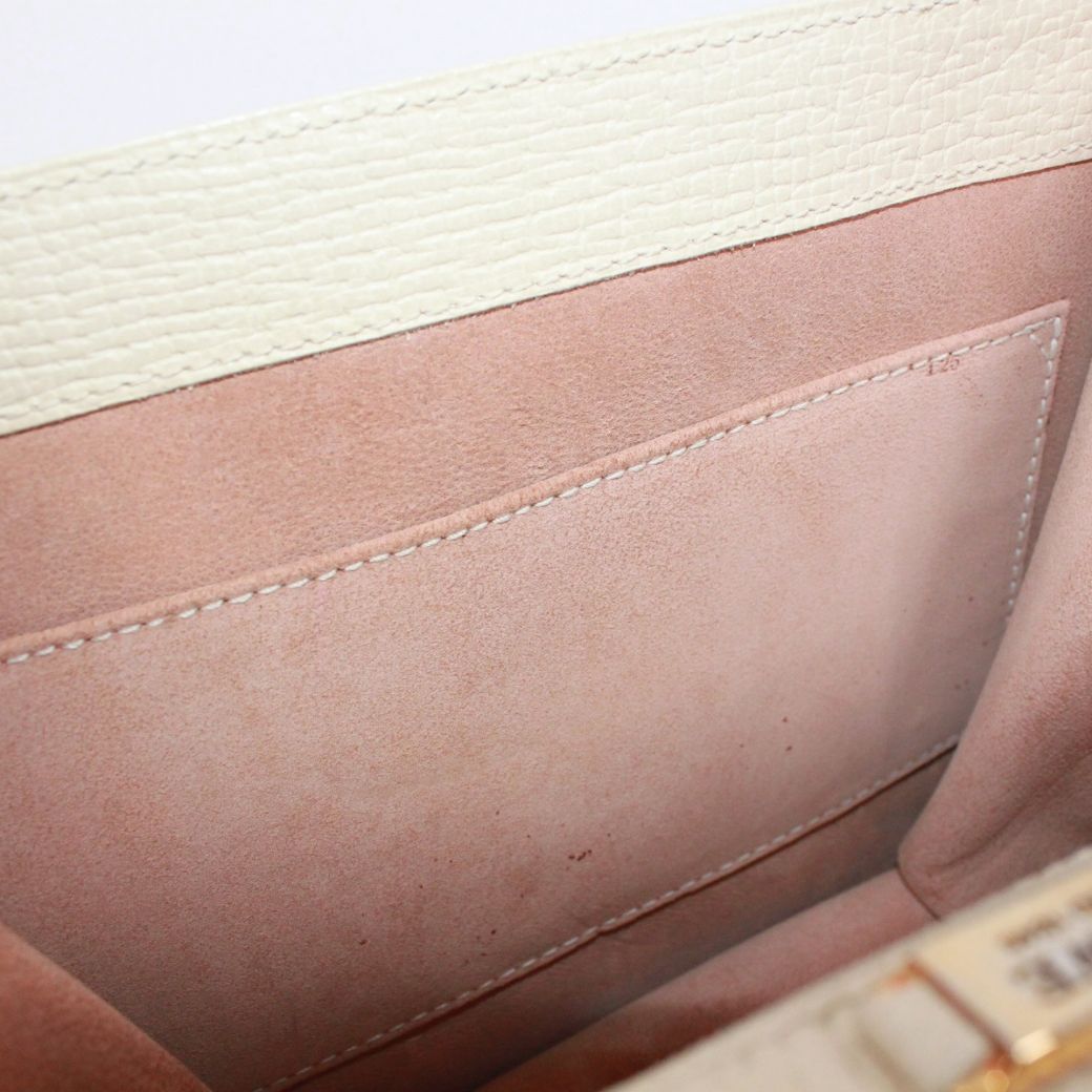 Loewe Barcelona 2-Way Leather Ivory Handbag Gold — view 8