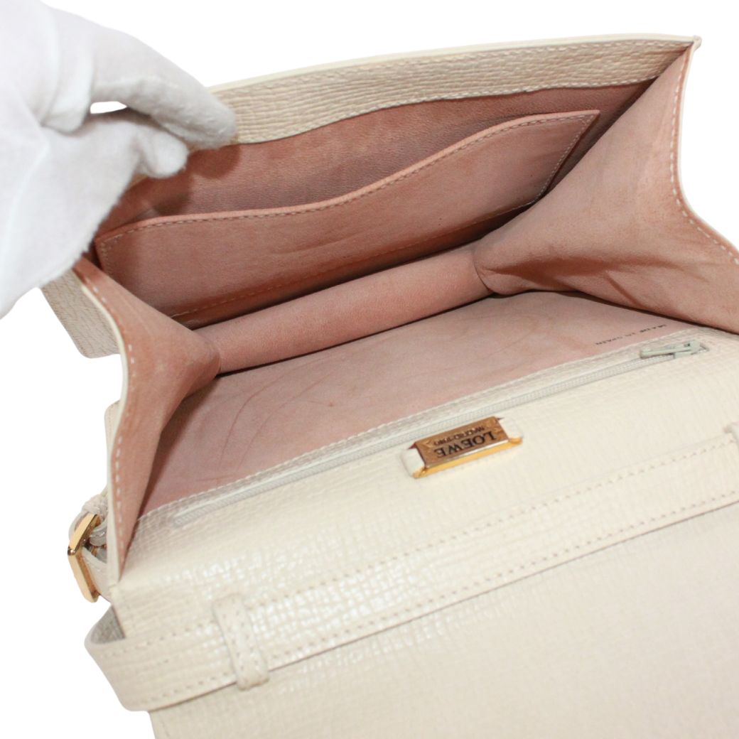 Loewe Barcelona 2-Way Leather Ivory Handbag Gold — view 6