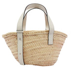 Loewe Basket Bag Small Leather Raffia Beige White Handbag Silver — view 3
