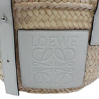 Loewe Basket Bag Small Leather Raffia Beige White Handbag Silver — view 9