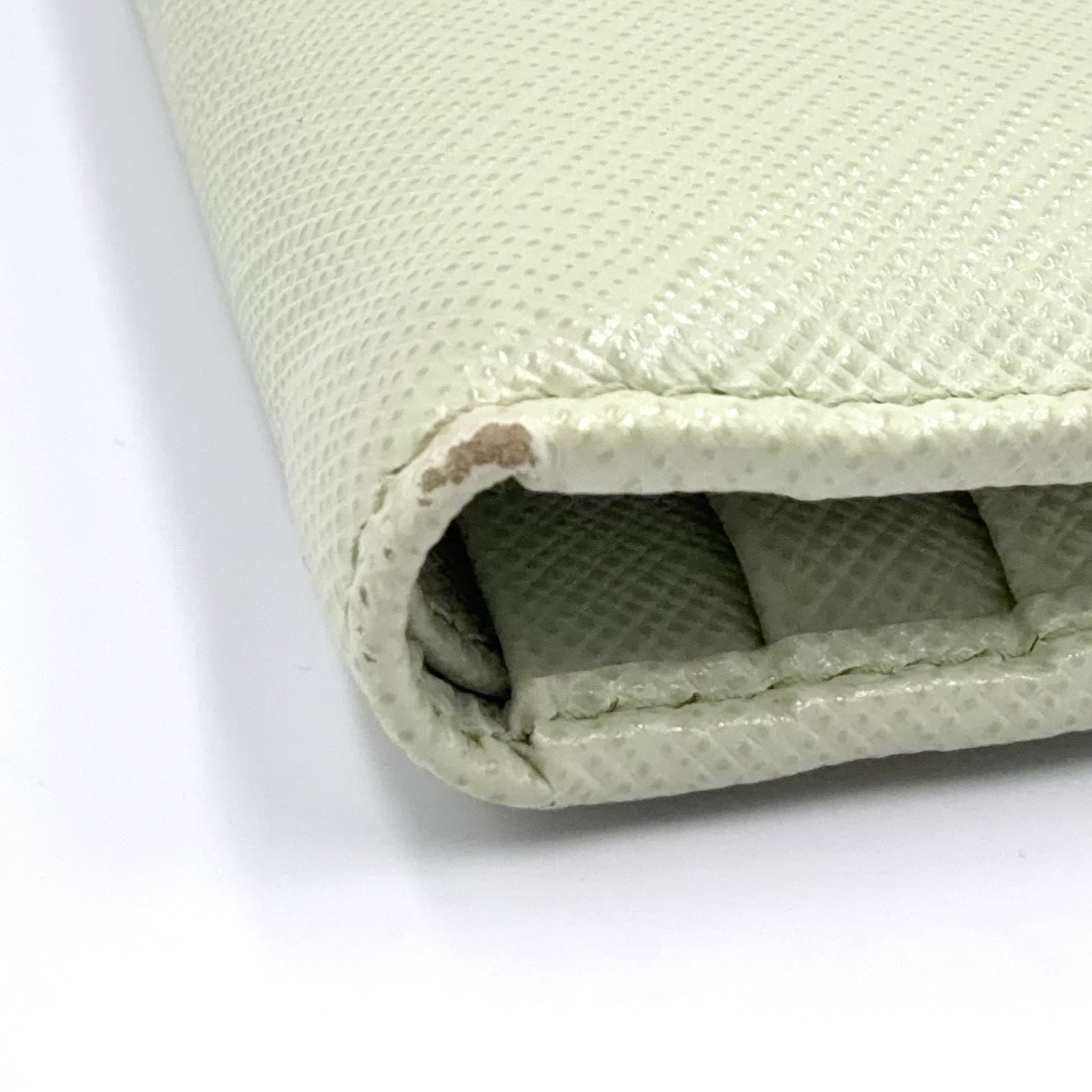 Prada Saffiano Wallet Leather Light Green Triang Silver — view 9