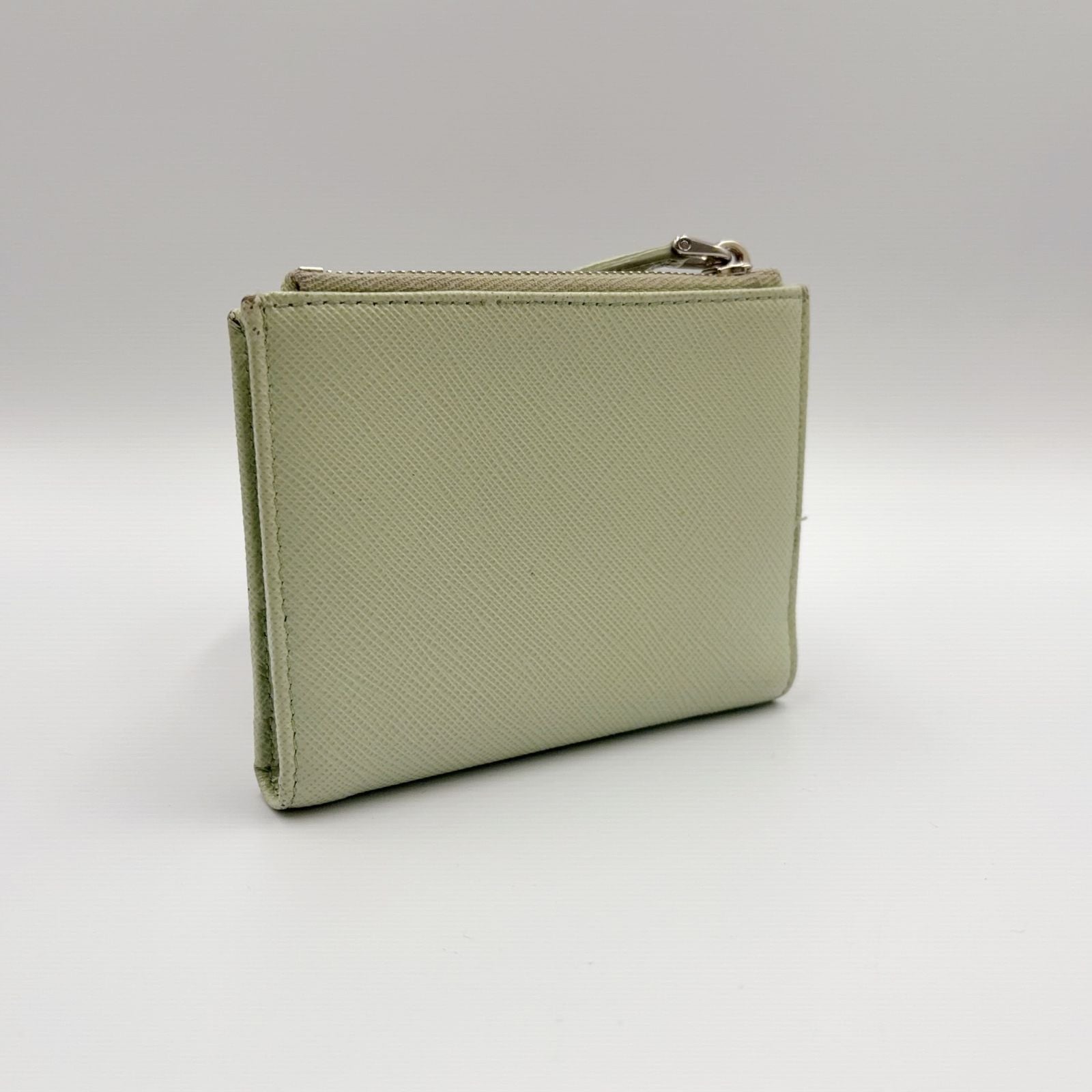 Prada Saffiano Wallet Leather Light Green Triang Silver — view 2