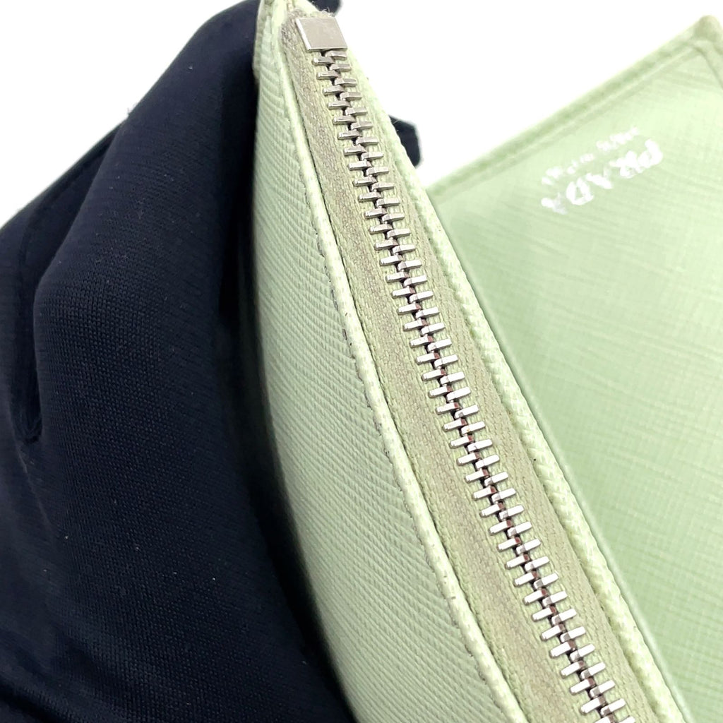 Prada Saffiano Wallet Leather Light Green Triang Silver — view 8