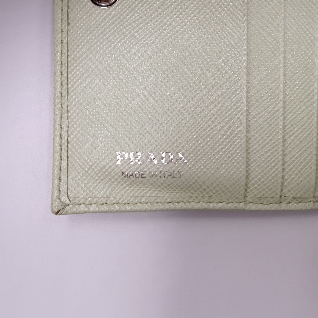 Prada Saffiano Wallet Leather Light Green Triang Silver — view 4