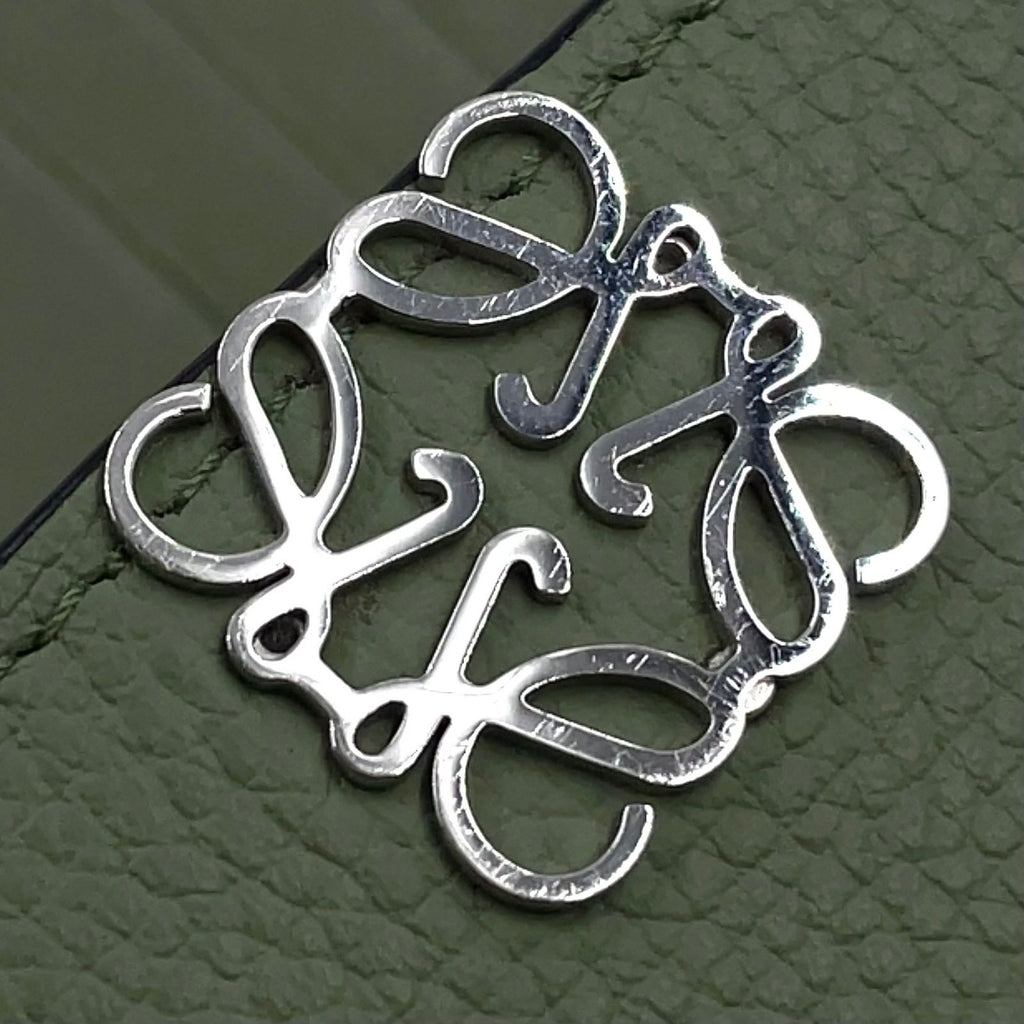 Loewe Wallet Khaki Green Anagram Trifold Silver — view 8