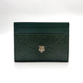Gucci Tiger Metal Details Guccissima Leather Dark Green Card Case Gold