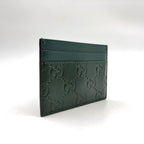 Gucci Tiger Metal Details Guccissima Leather Dark Green Card Case Gold — view 2