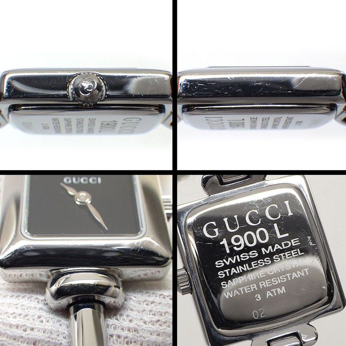 Gucci Watch Bangle Square Black Dial SS Quartz Analog — view 5
