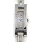 Gucci Watch Bangle Rectangular Silver Guilloche Dial SS Quartz Analog
