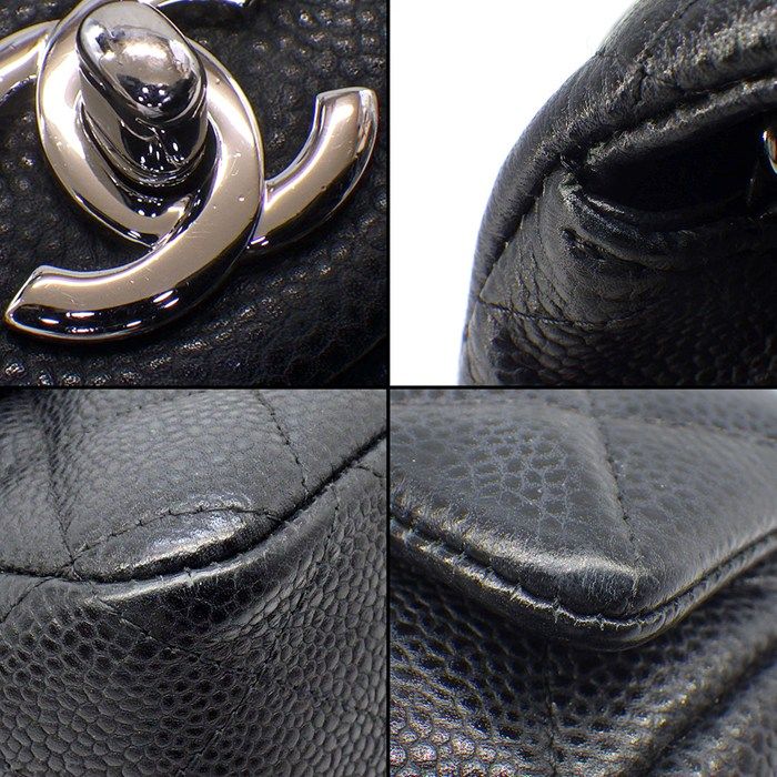 Chanel Shoulder Bag Quilted 20 Mini Classic Black Caviar Leather — view 7