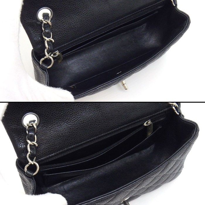 Chanel Shoulder Bag Quilted 20 Mini Classic Black Caviar Leather — view 5