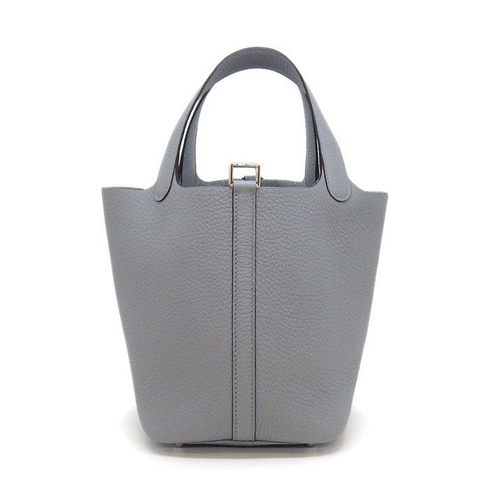 Hermes Handbag Picotin Lock PM Gris Perle Taurillon Clemence Silver