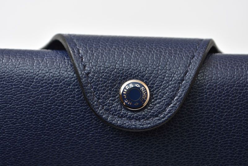 Hermes Card Case Coin Mini Wallet Illiade Compact Blue New — view 3