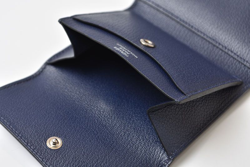 Hermes Card Case Coin Mini Wallet Illiade Compact Blue New — view 9