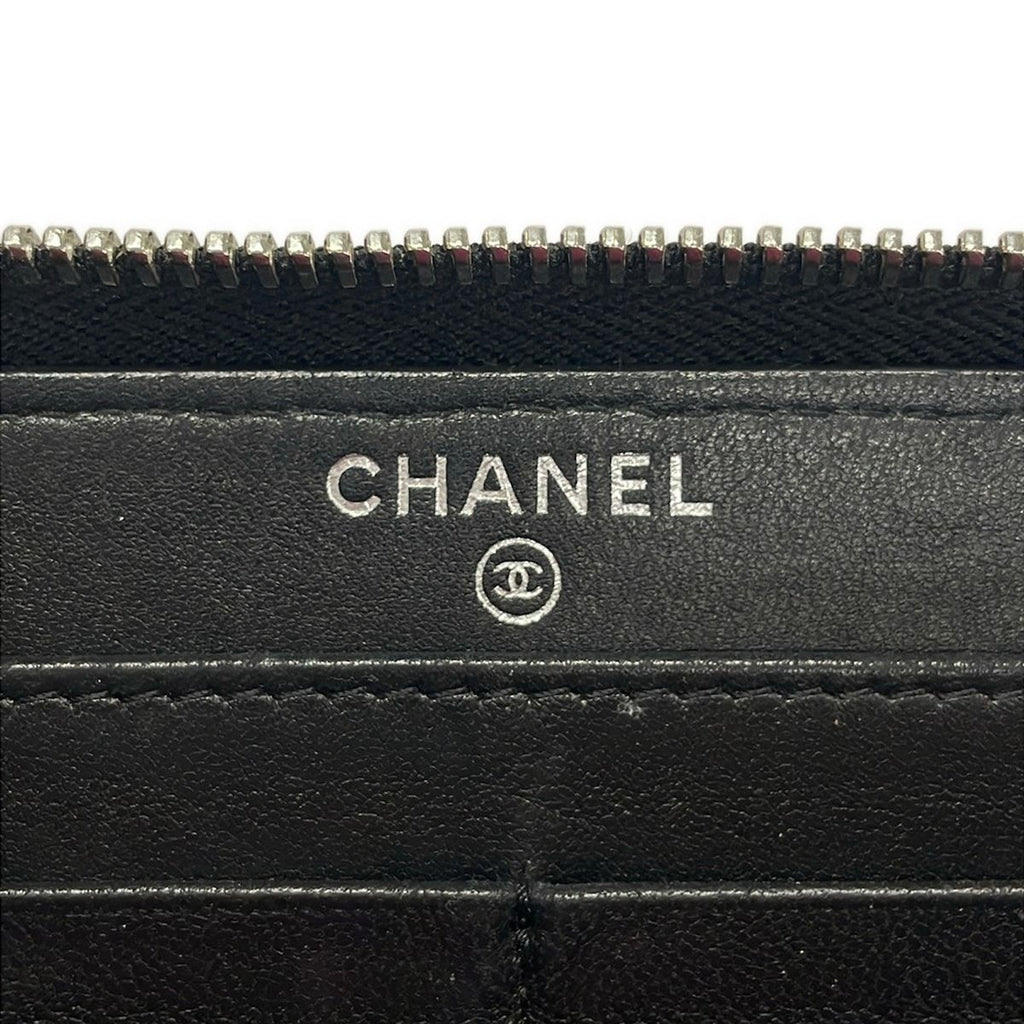 Chanel Wallet Wild Stitch Black Zip Around Silver Leather — view 5