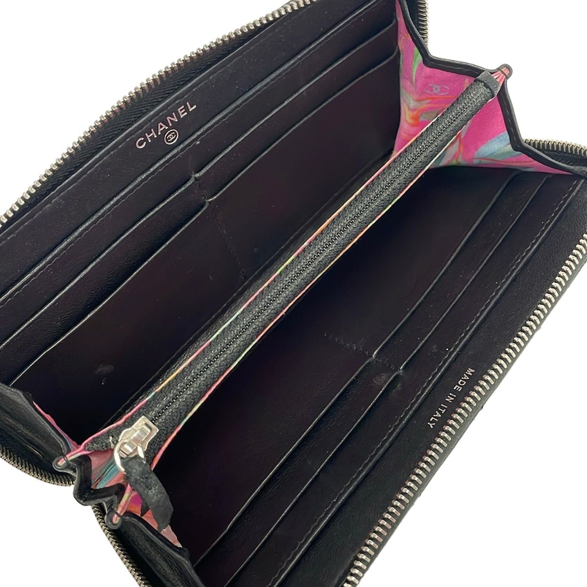Chanel Wallet Wild Stitch Black Zip Around Silver Leather — view 3