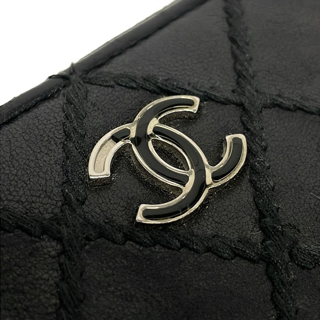 Chanel Wallet Wild Stitch Black Zip Around Silver Leather — view 7