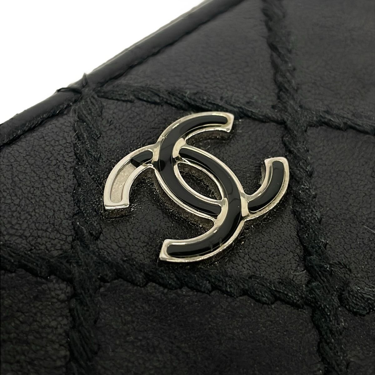 Chanel Wallet Wild Stitch Black Zip Around Silver Leather — view 7