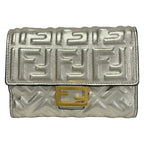 Fendi Bifold Wallet Baguette Gold Embossed Leather