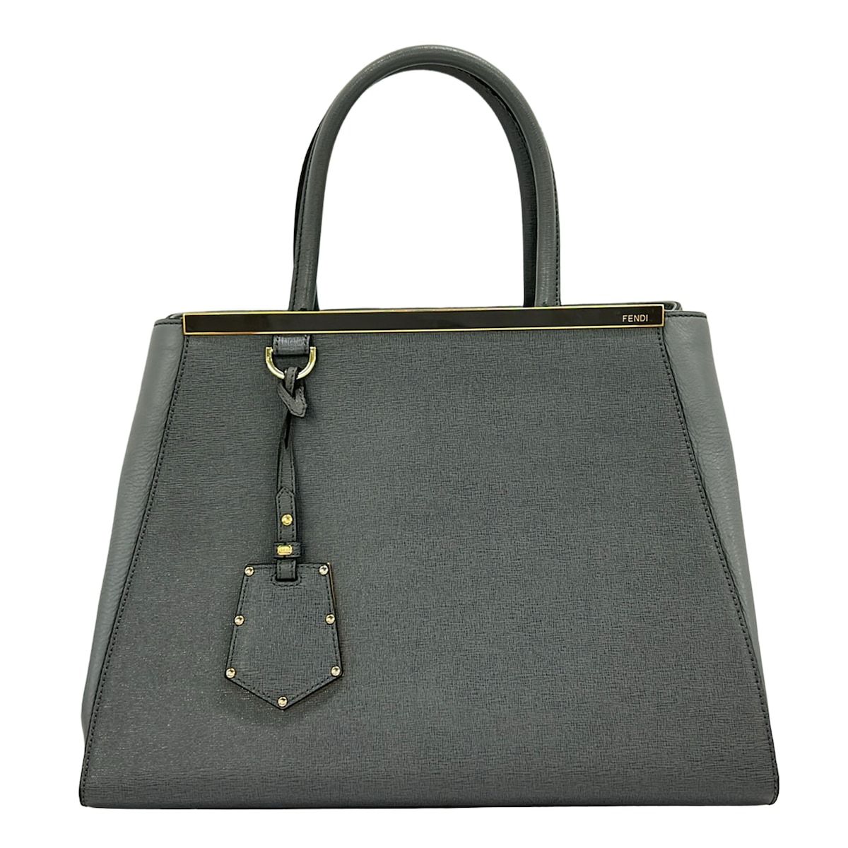 Fendi Handbag Toujour Light Gray Gold Leather