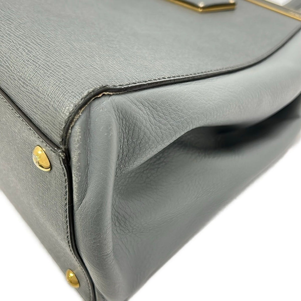 Fendi Handbag Toujour Light Gray Gold Leather — view 6