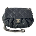 Chanel Shoulder Bag Chain Around Black Silver Leather