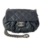 Chanel Shoulder Bag Chain Around Black Silver Leather
