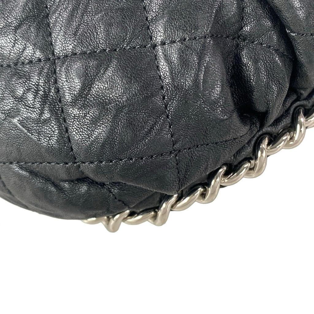 Chanel Shoulder Bag Chain Around Black Silver Leather — view 6