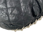 Chanel Shoulder Bag Chain Around Black Silver Leather — view 6