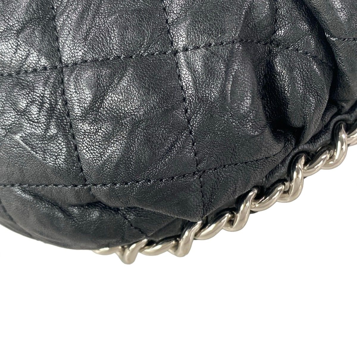 Chanel Shoulder Bag Chain Around Black Silver Leather — view 6