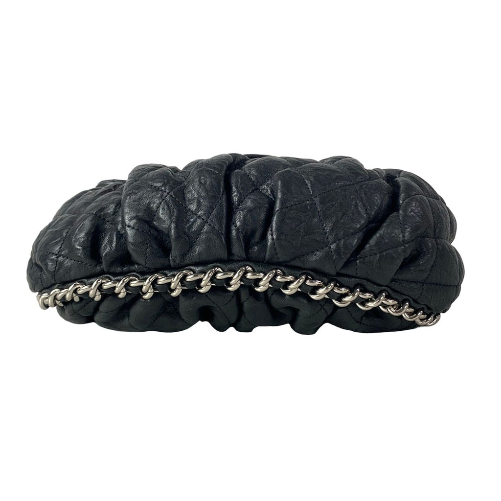 Chanel Shoulder Bag Chain Around Black Silver Leather — view 5