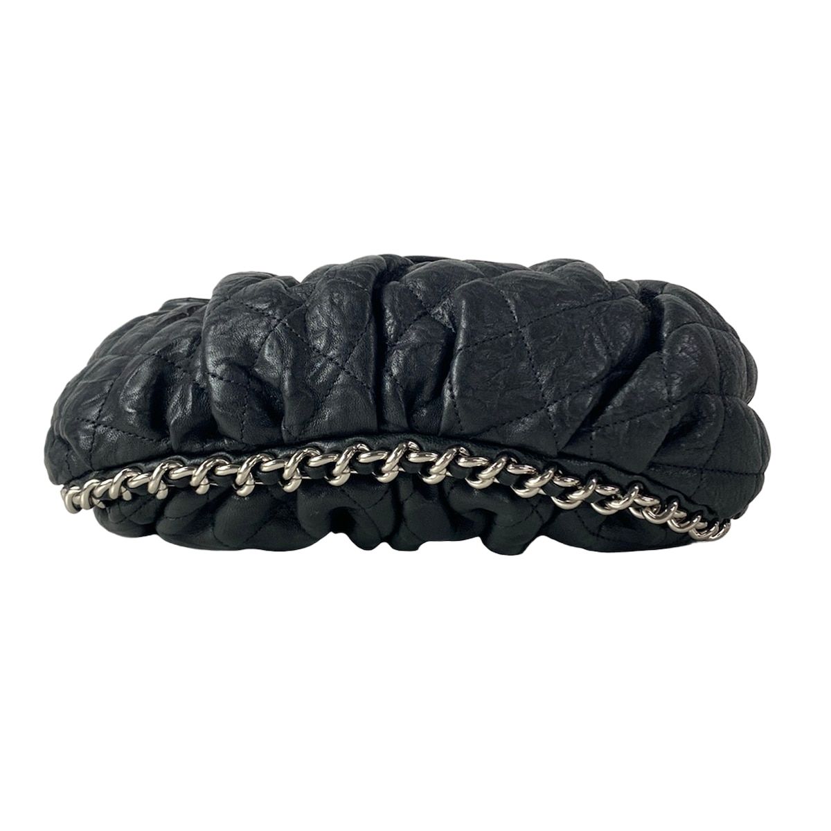 Chanel Shoulder Bag Chain Around Black Silver Leather — view 5