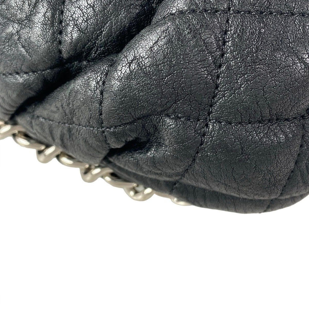 Chanel Shoulder Bag Chain Around Black Silver Leather — view 7