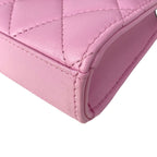Chanel Shoulder Bag Quilted Chain Clutch Pink Light Green Lambskin — view 7