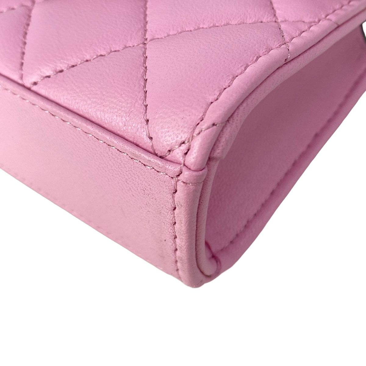 Chanel Shoulder Bag Quilted Chain Clutch Pink Light Green Lambskin — view 7