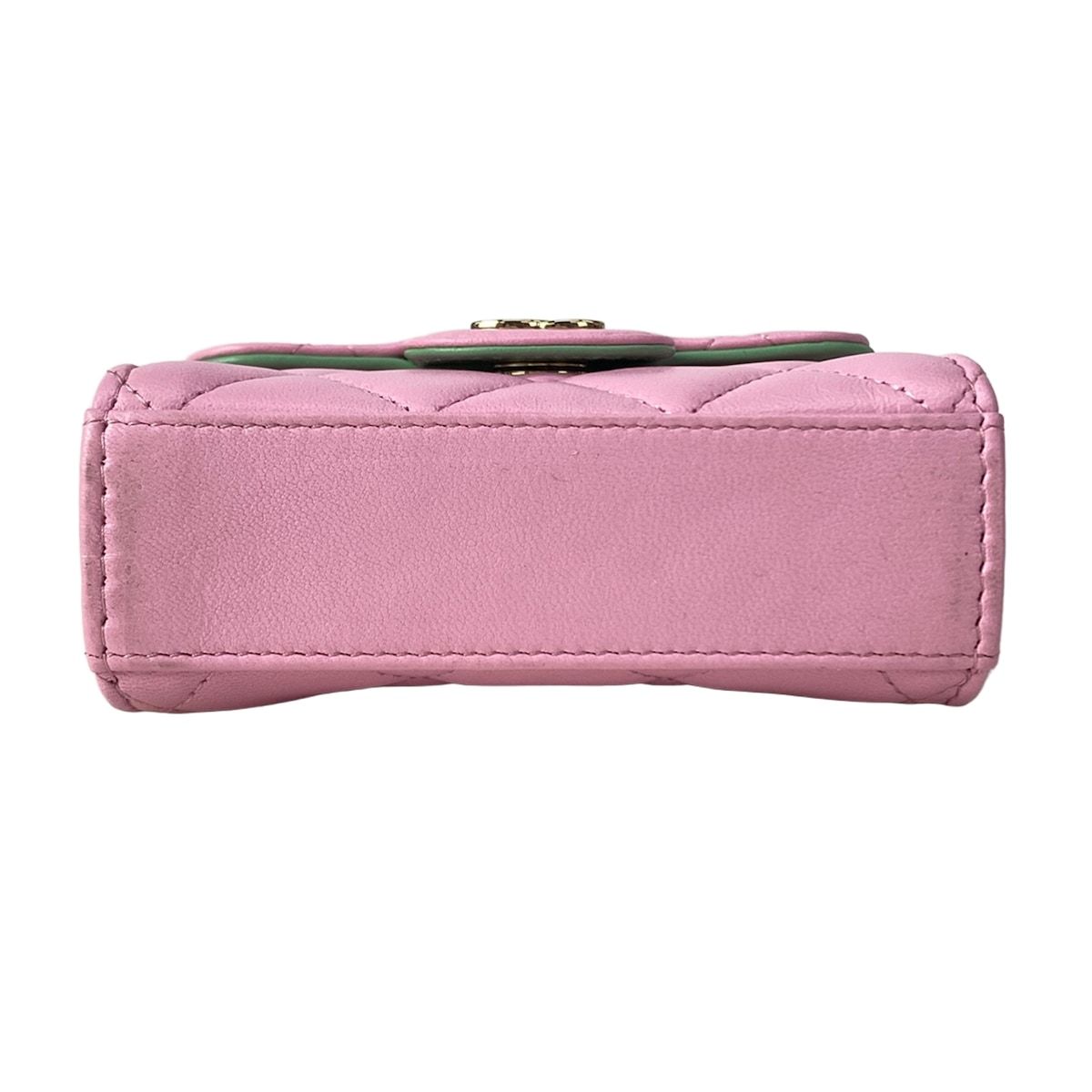 Chanel Shoulder Bag Quilted Chain Clutch Pink Light Green Lambskin — view 5