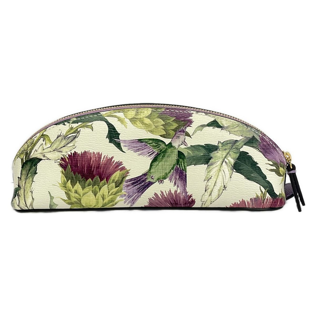 Gucci Pen Case Blue Mus Tian Pen Ivory Purple Green Floral Pattern Leather — view 2