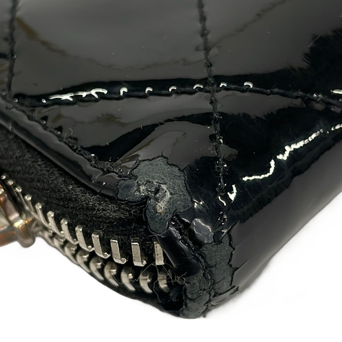 Chanel Wallet Quilted Black Silver Zip Around Leather — view 7