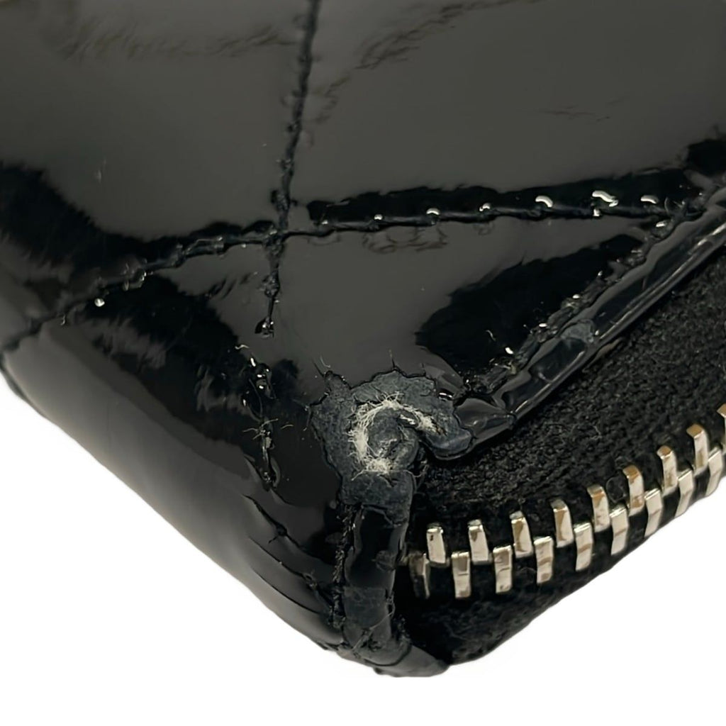 Chanel Wallet Quilted Black Silver Zip Around Leather — view 6