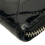 Chanel Wallet Quilted Black Silver Zip Around Leather — view 6