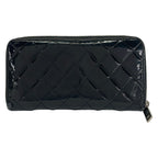 Chanel Wallet Quilted Black Silver Zip Around Leather — view 2