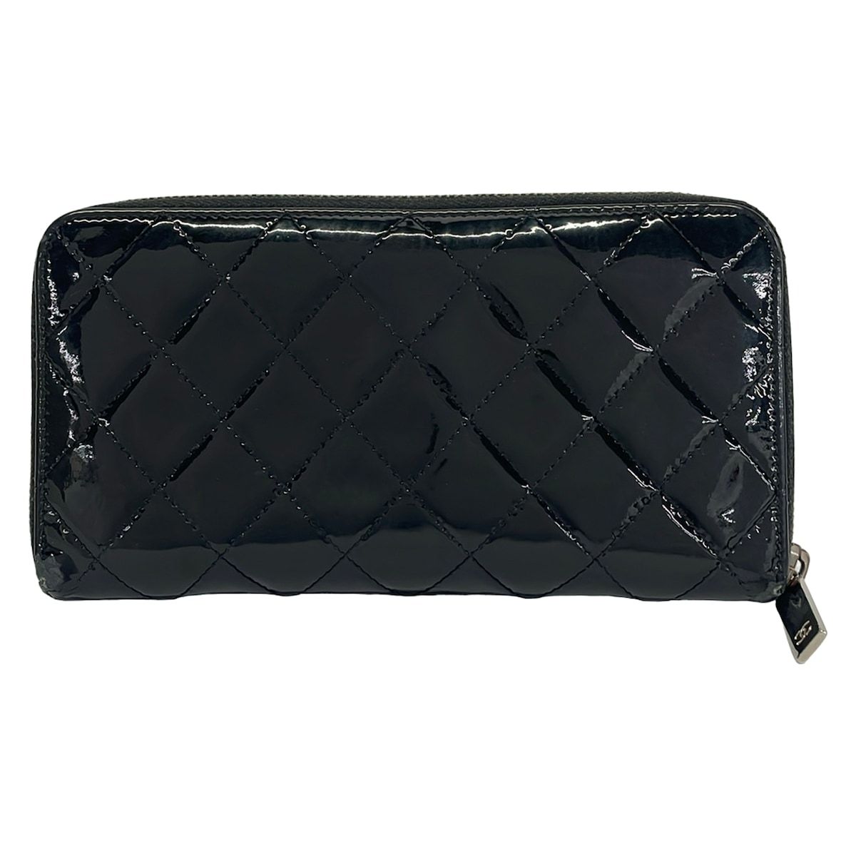 Chanel Wallet Quilted Black Silver Zip Around Leather — view 2