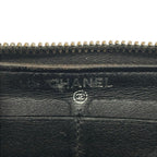 Chanel Wallet Quilted Black Silver Zip Around Leather — view 5